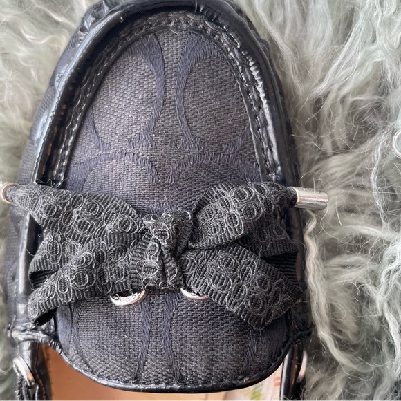 Coach Black Lace Bow Loafers - Picture 2 of 8